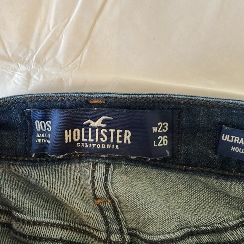 Hollister ultra high rise blue jeans stretchy distressed size 00 - Picture 3 of 4